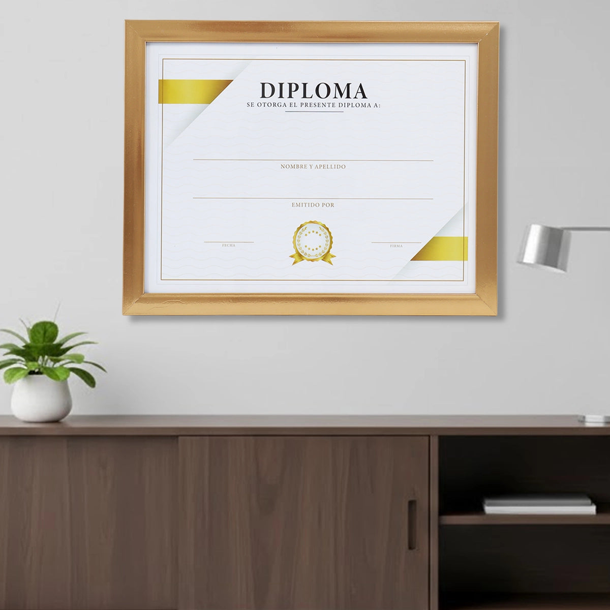 Porta Documento, Madera, Color Dorado
