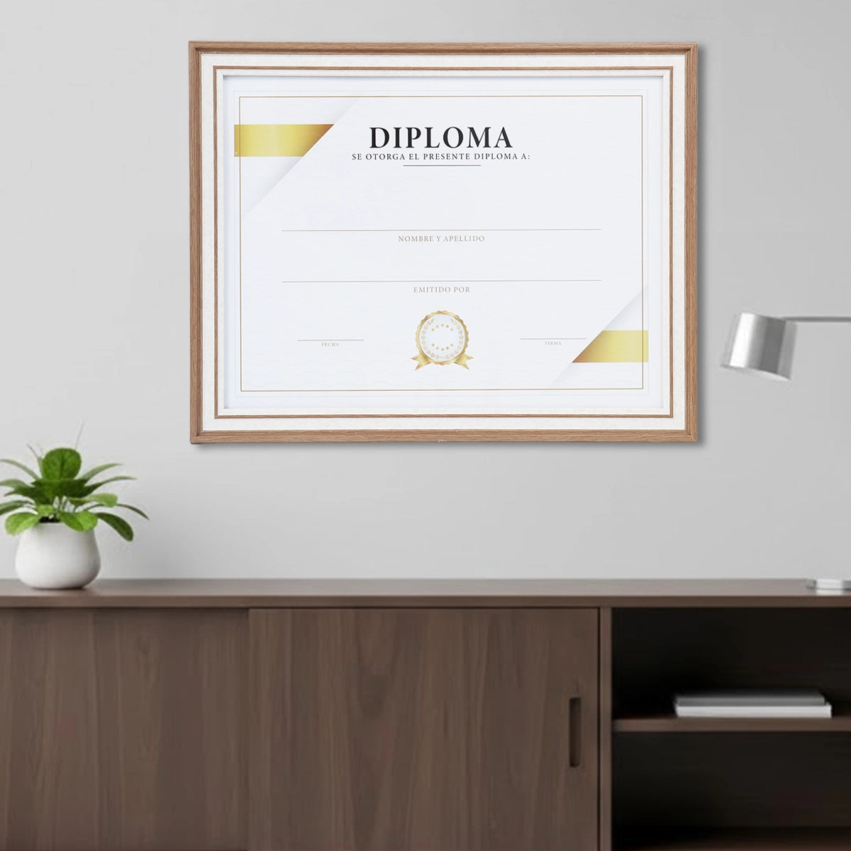Porta Documento, Marco Color Café y Oro