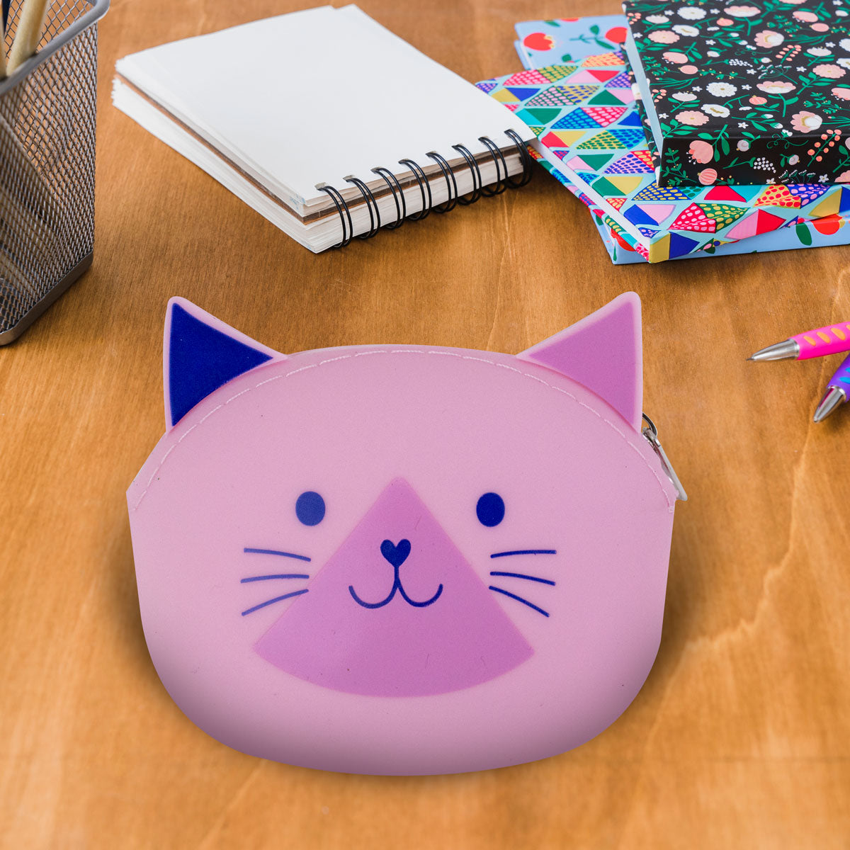 Almacenador de Silicón en Forma de Cara de Gato color Rosa