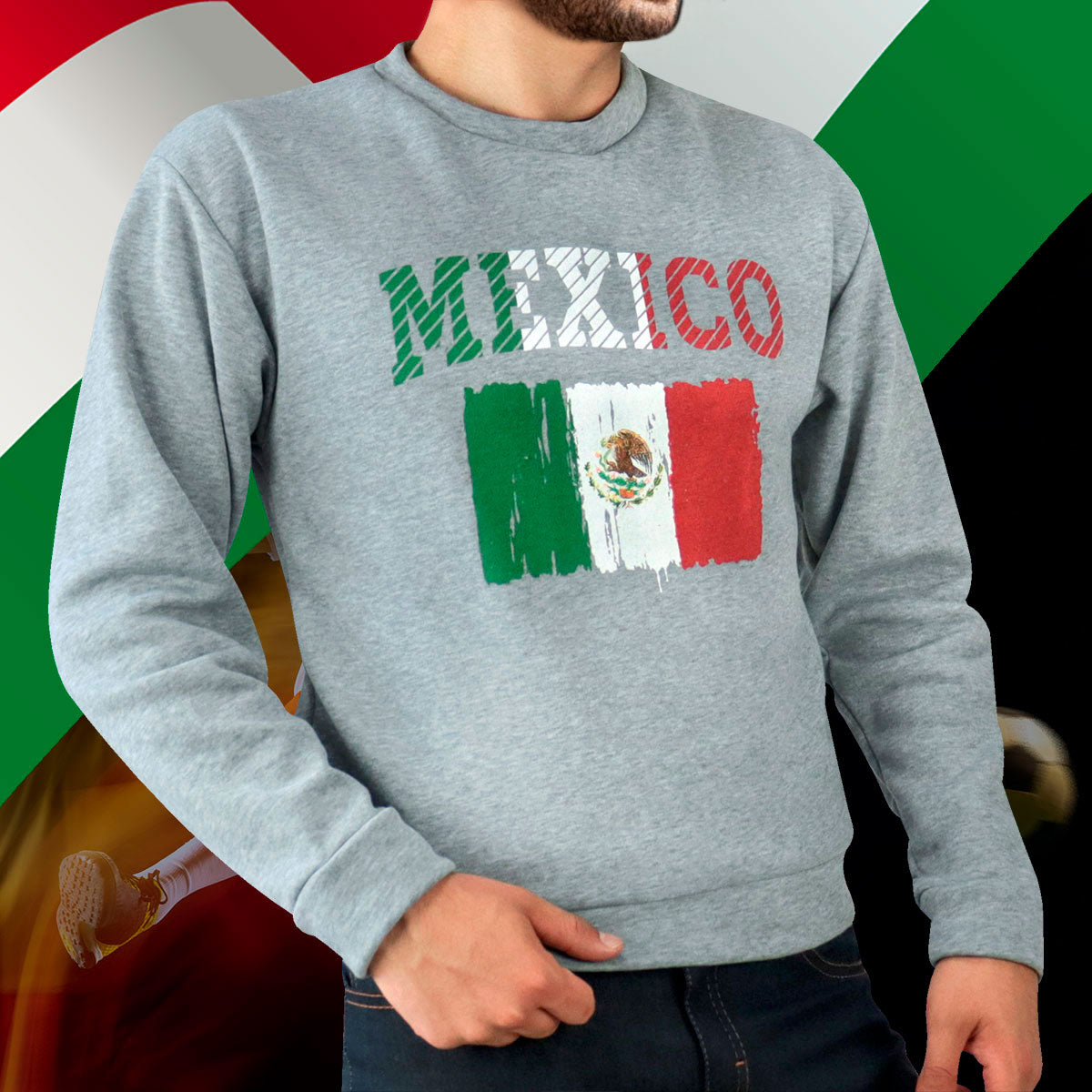 Sudadera con Estampado de MX para Caballero, Color Gris