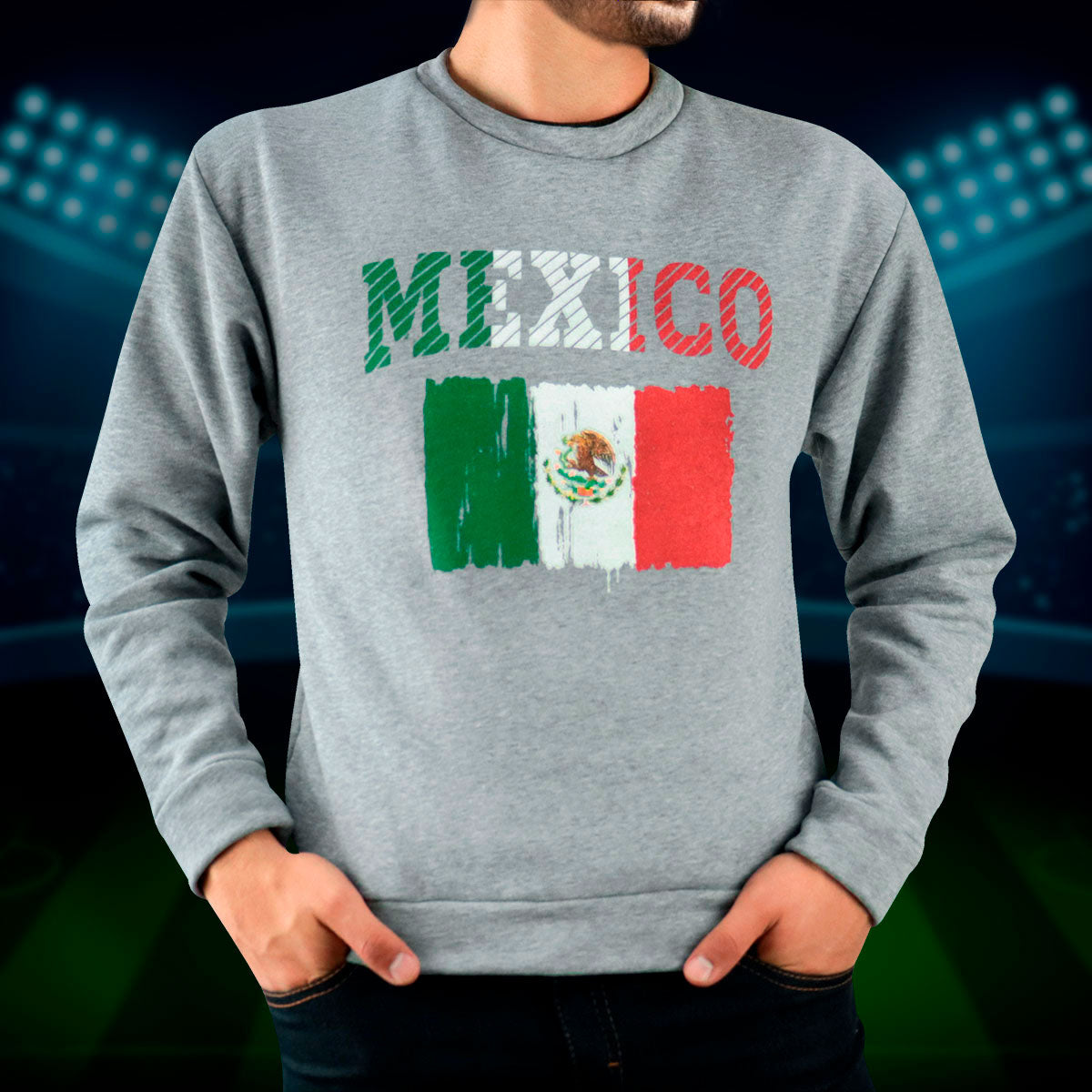 Sudadera con Estampado de MX para Caballero, Color Gris