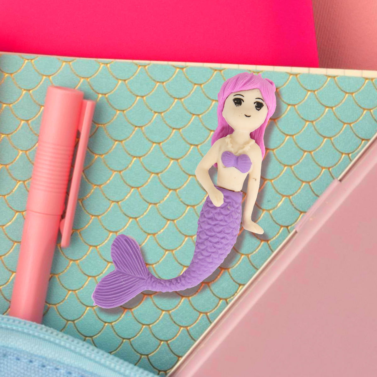 Goma de borrar en forma de Sirena, Color Morado