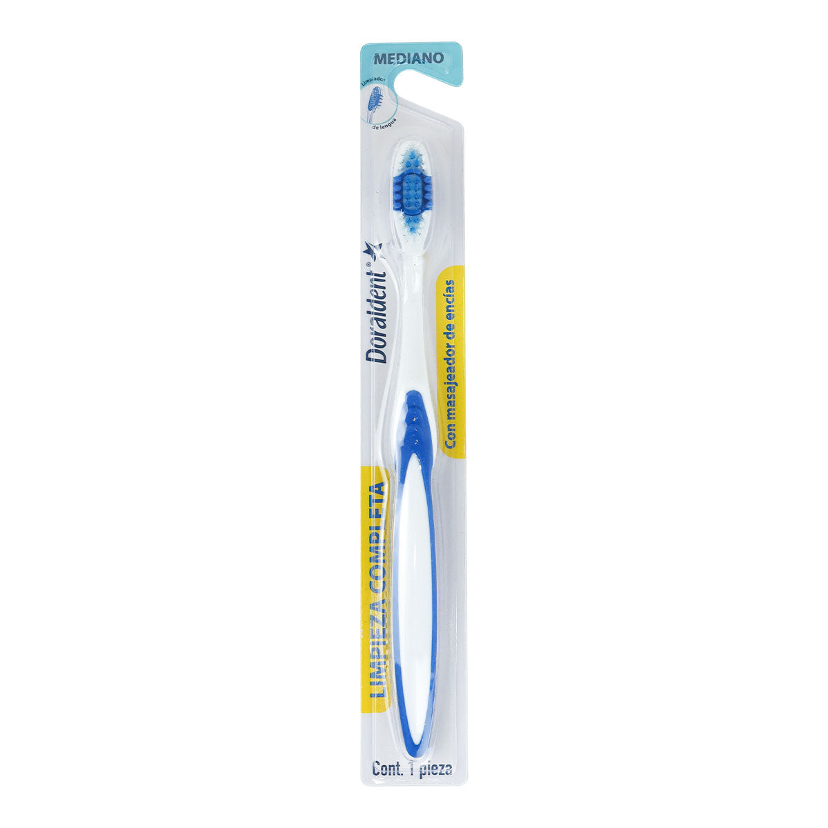 Cepillo Dental con Masajeador de Encías, Color Azul