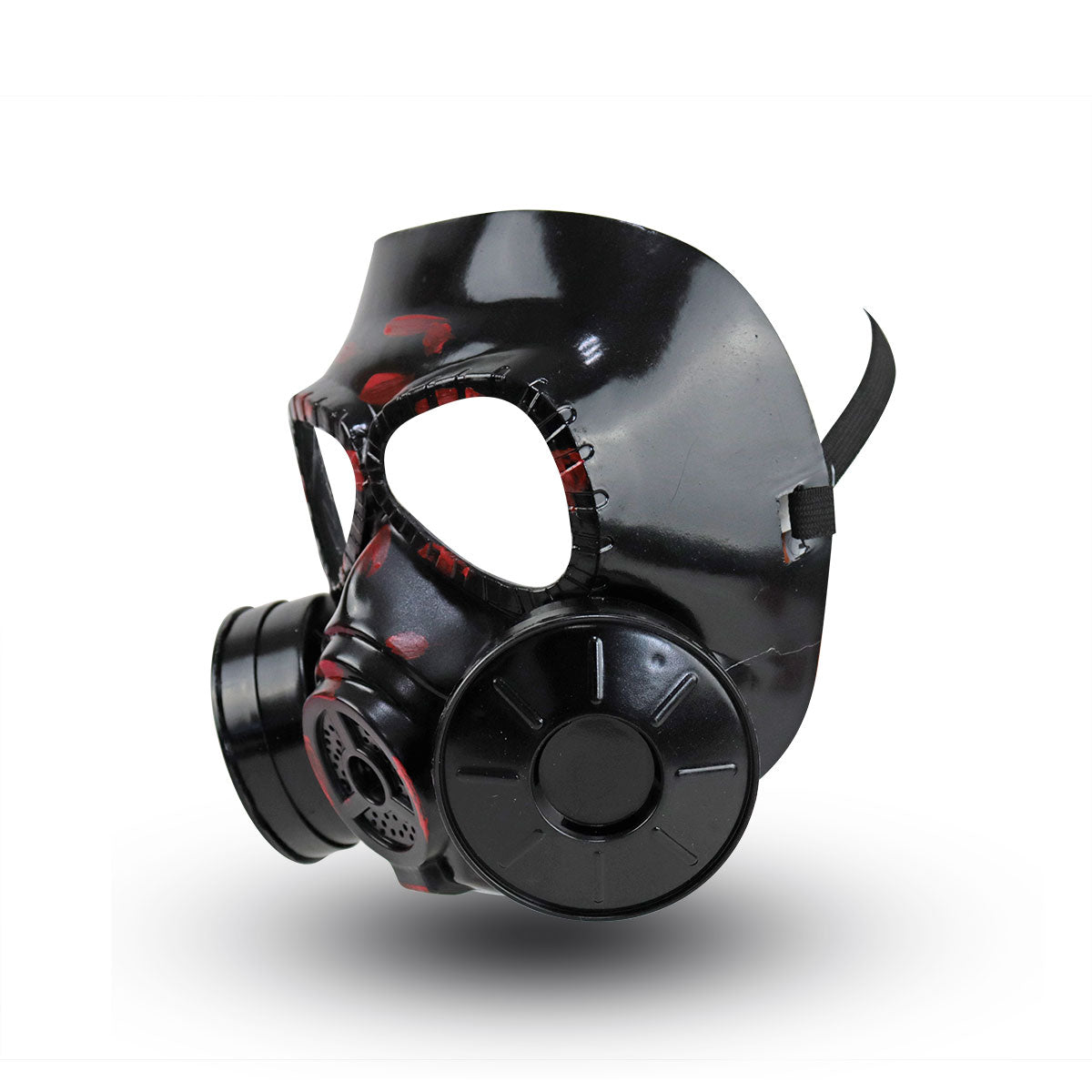 Máscara de Gas color Negro con Rojo para Disfraz de Halloween.