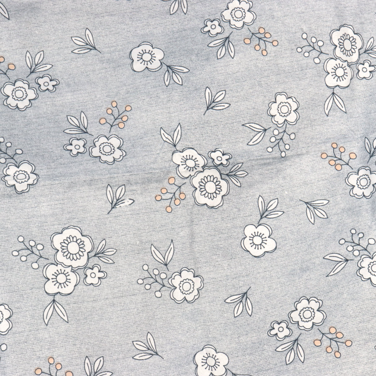 Juego de Sábanas Matrimoniales, Diseño Flores, Color Gris