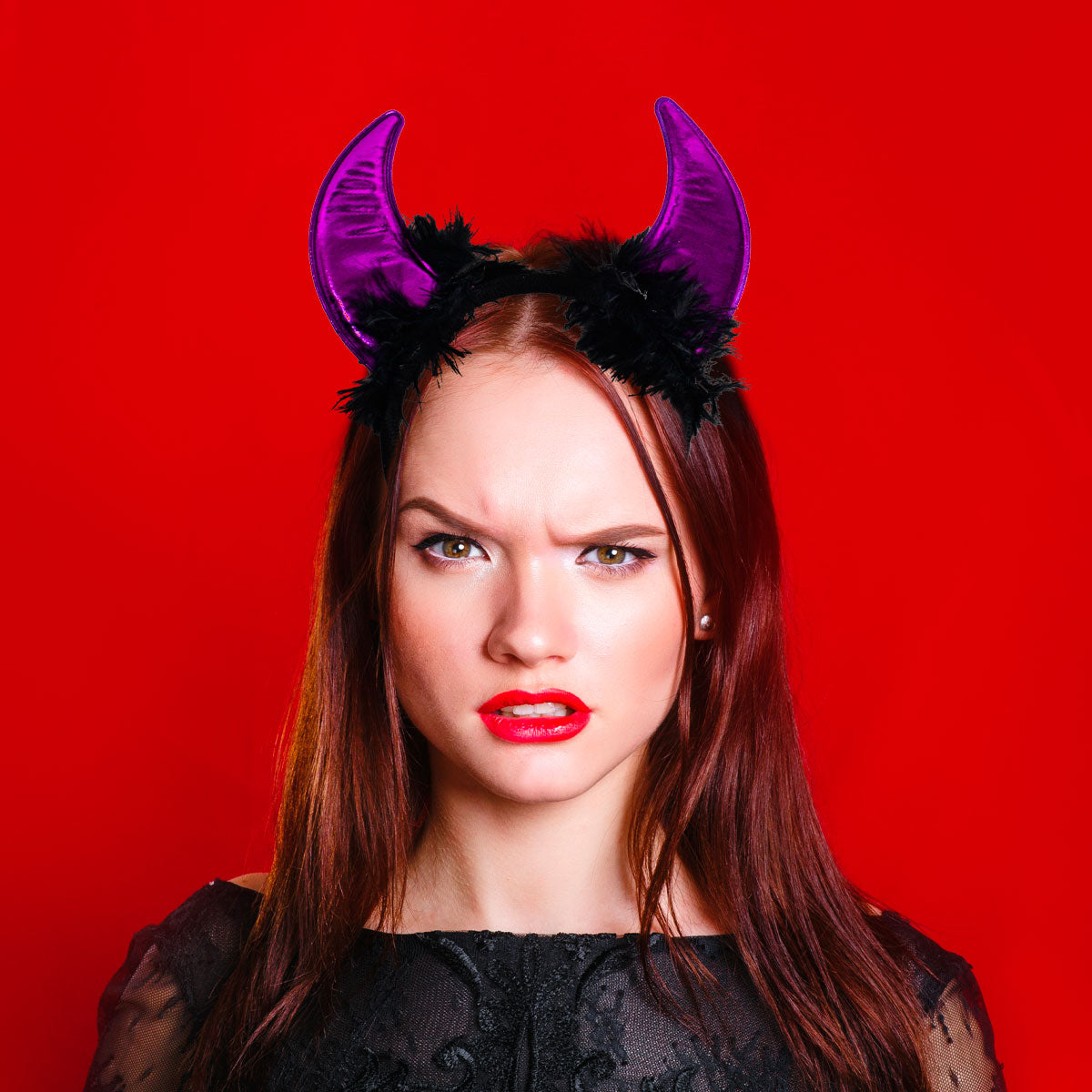 Diadema con Orejas de Diablo color Morado