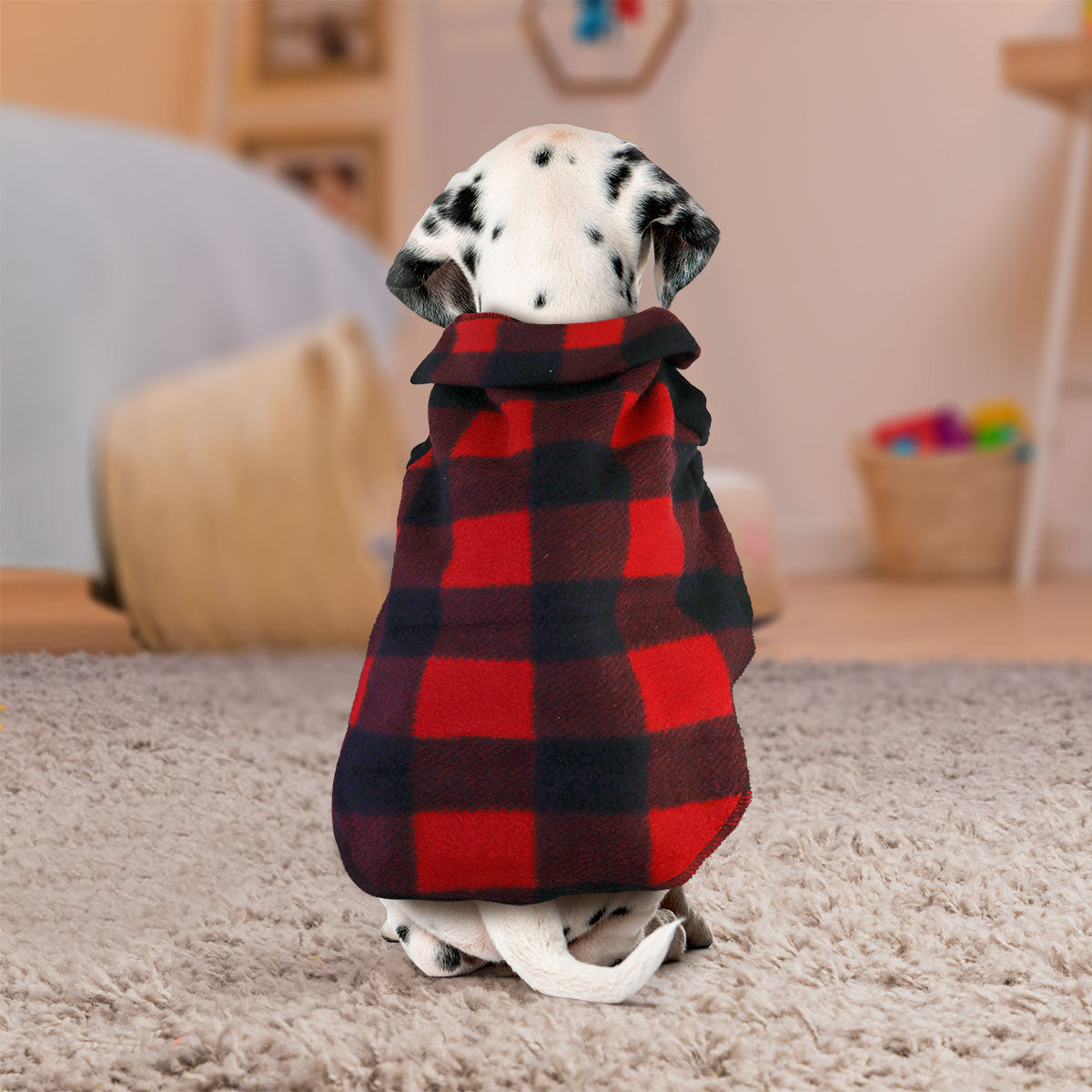 Chaleco de Forro Polar color Negro con Rojo para Perro