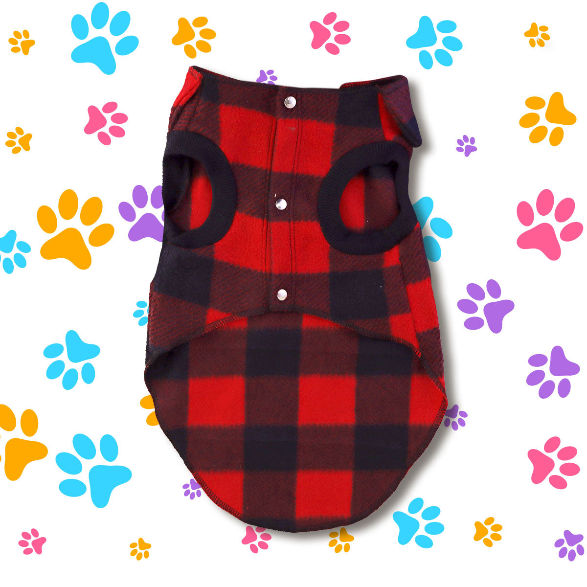 Chaleco de Forro Polar color Negro con Rojo para Perro
