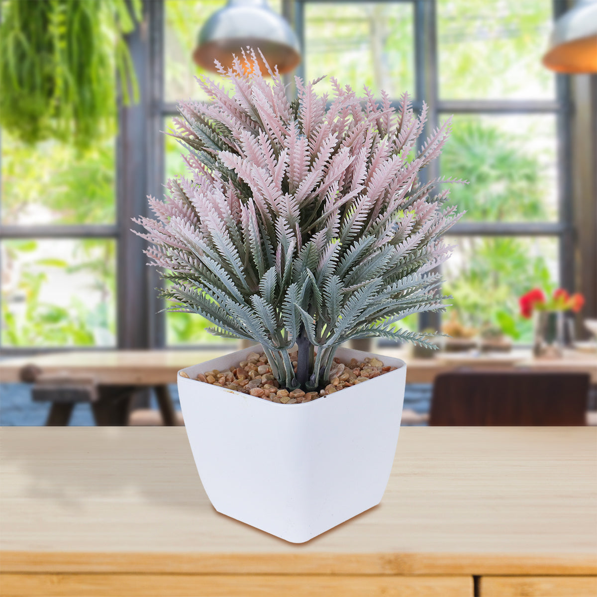 Planta Artificial Decorativa en Maceta, color Blanco