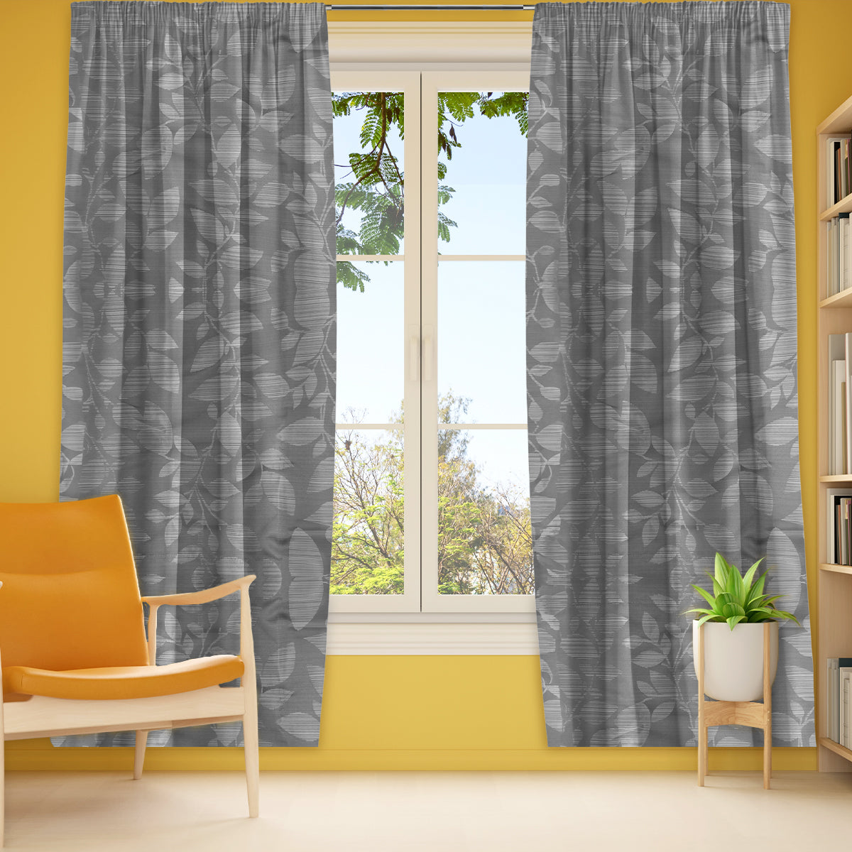 Cortina Diseño de Hoja color Gris 200 x 140cm