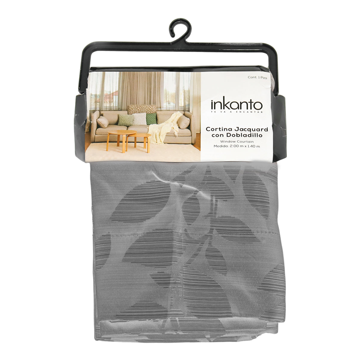 Cortina Diseño de Hoja color Gris 200 x 140cm