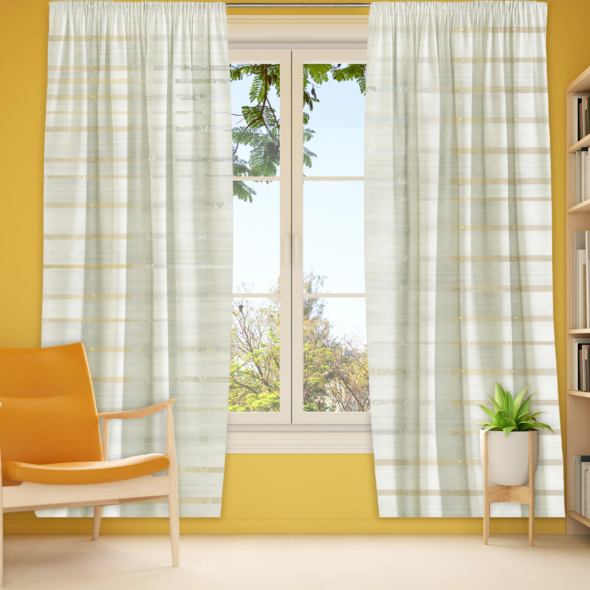 Cortina color Hueso con Trasparencias 200 x 130cm