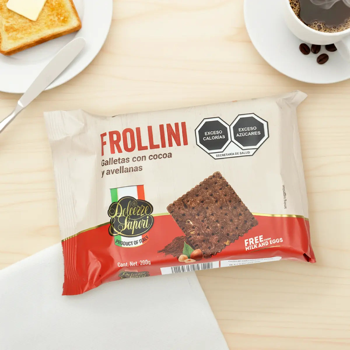 Galletas Cocoa y Avellana, Frollini, 200 gr