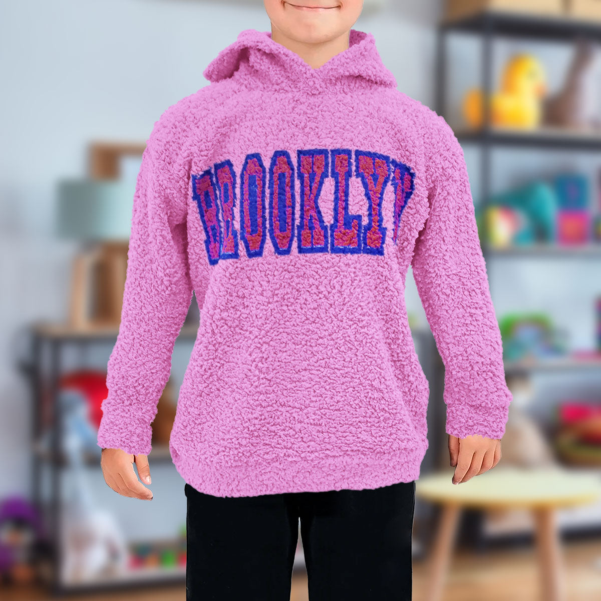 Sudadera Infantil de Forro Polar con Capucha, color Rosa