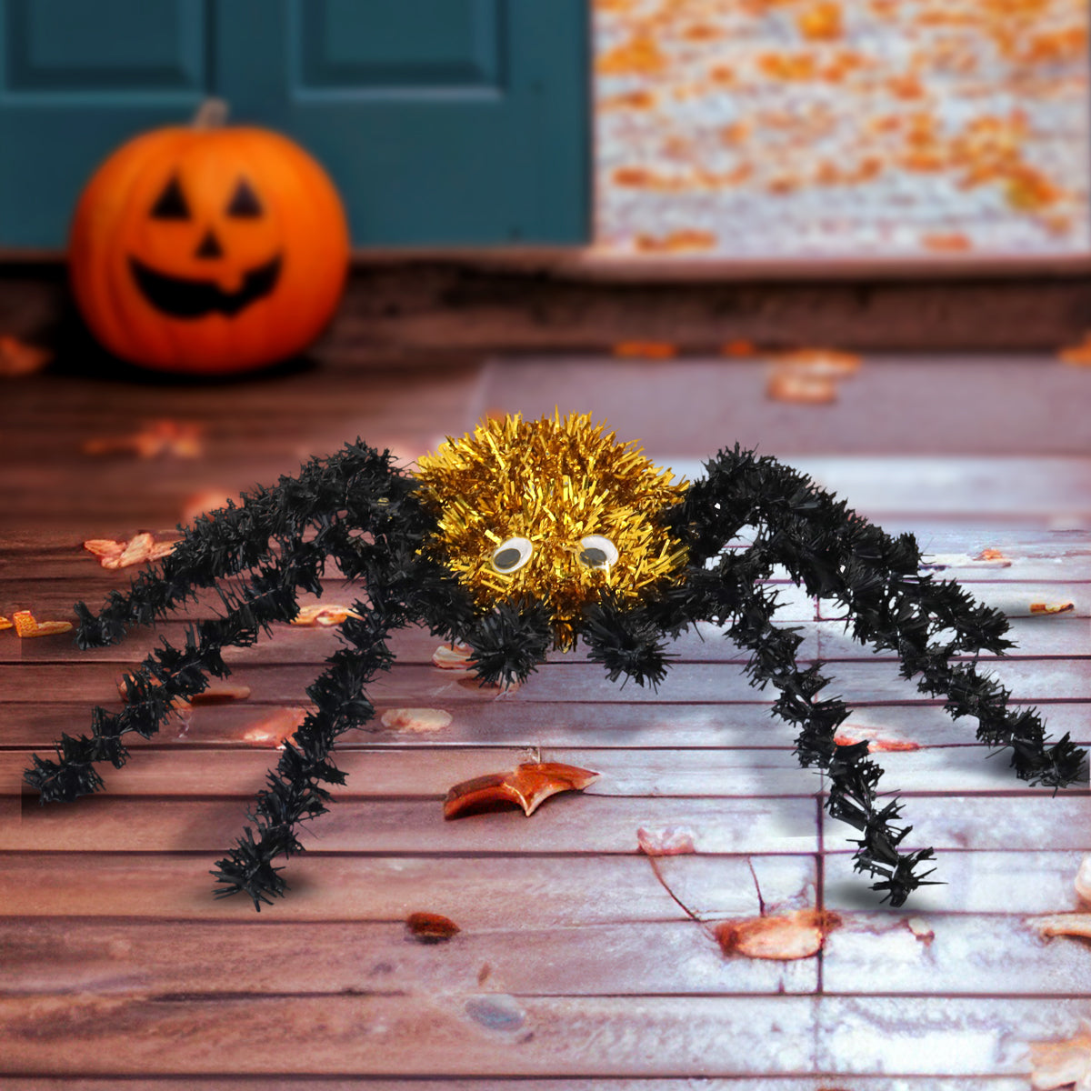 Araña, Tinsel, Color Negro y Dorado
