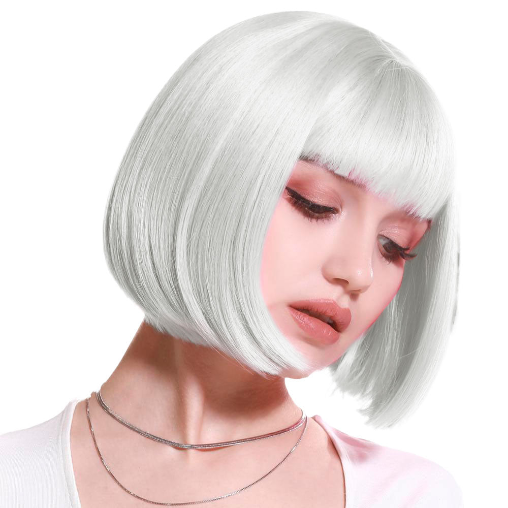 Peluca Corta color Blanco para Disfraz