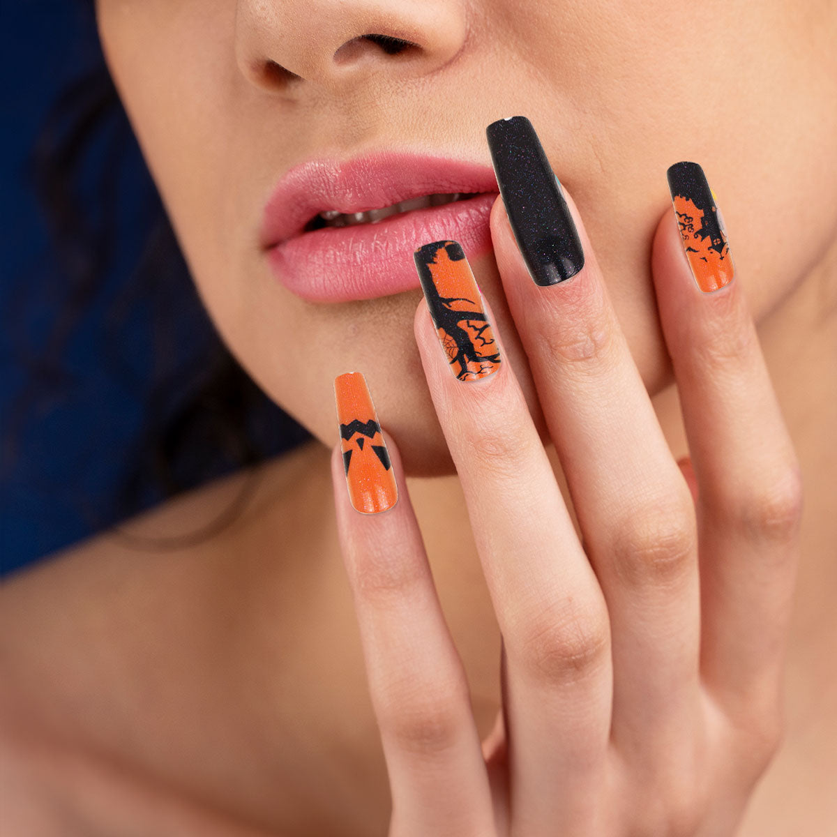 Set de Uñas Postizas, Halloween, Color Naranja