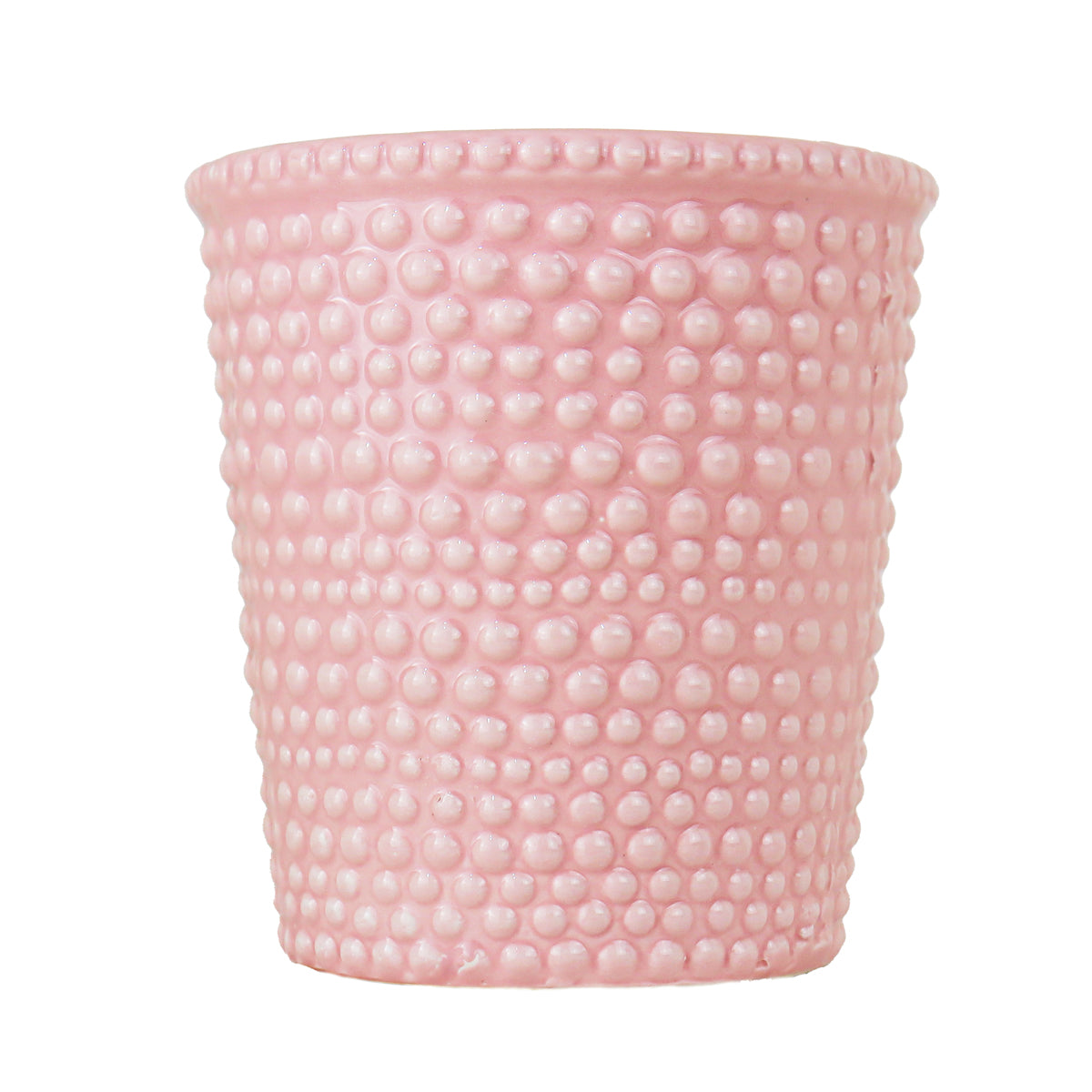 Maceta de Cerámica, Diseño Burbujas, Color Rosa