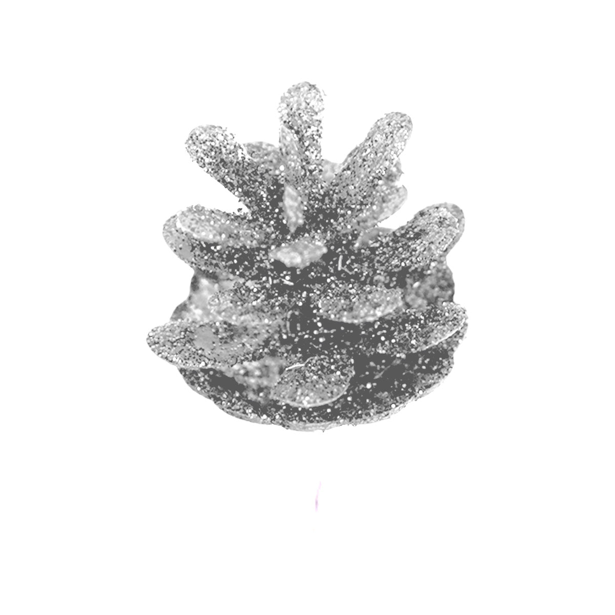 Piña Navideña con Glitter, Color Plata, 6 pzas