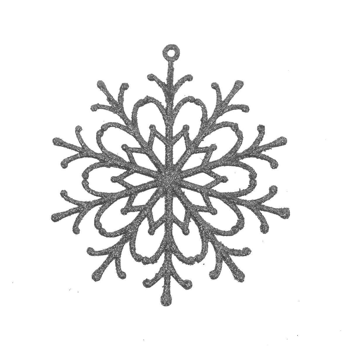 Ornamento Navideño en Forma de Copo de Nieve color Plata, 4pzas