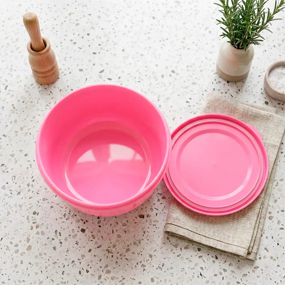 Contenedor Hermético, Circular, Color Rosa