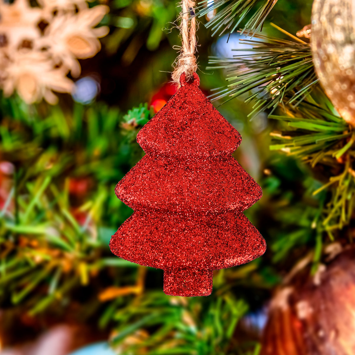Kit Mini Árbol con Glitter, Color Rojo, 5 pzas