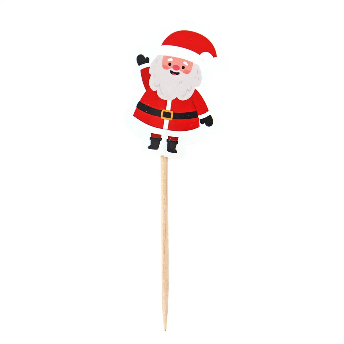 Set Navideño de Capacillos y Palillos Decorativos para Cupcakes, Santa