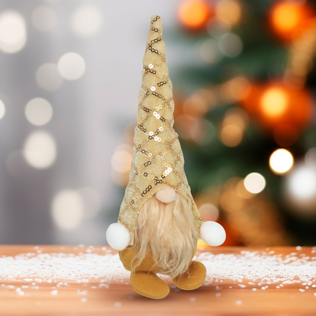 Ornamento en Forma de Gnomo Navideño color Oro