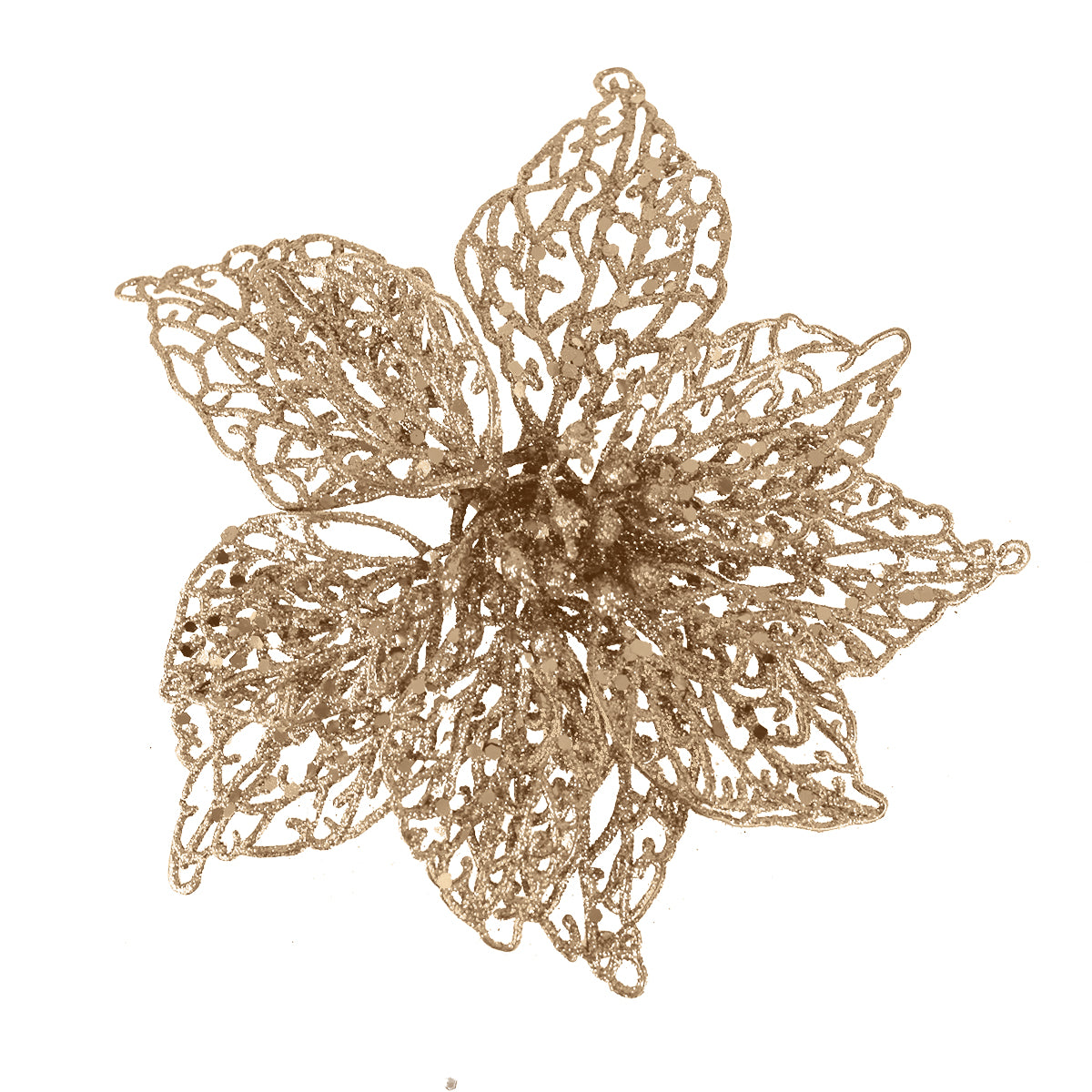 Flor Ornamento Navideño, Color Dorado, 2 pzas