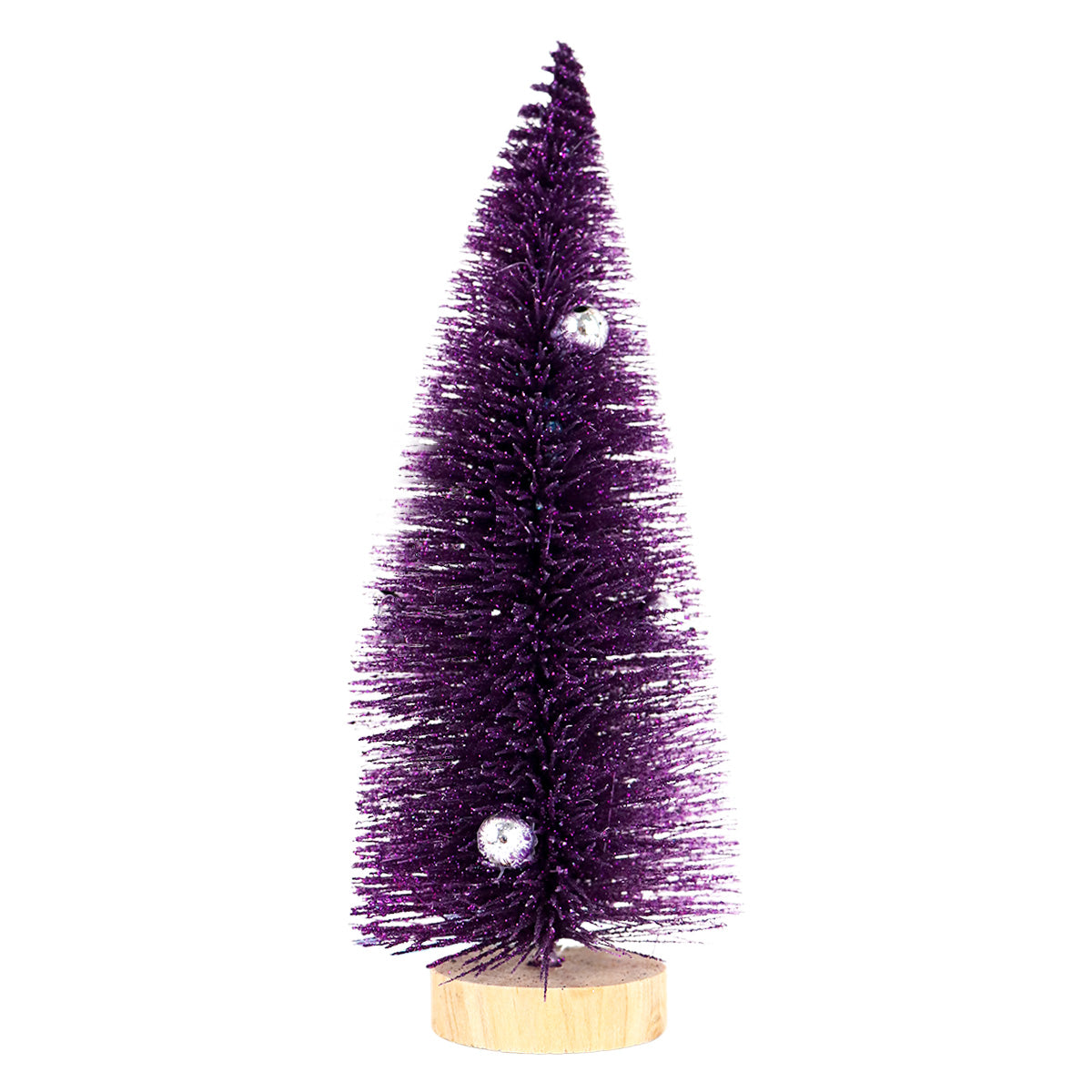 Mini Pino Brillante de Navidad con Esferas, Color Morado