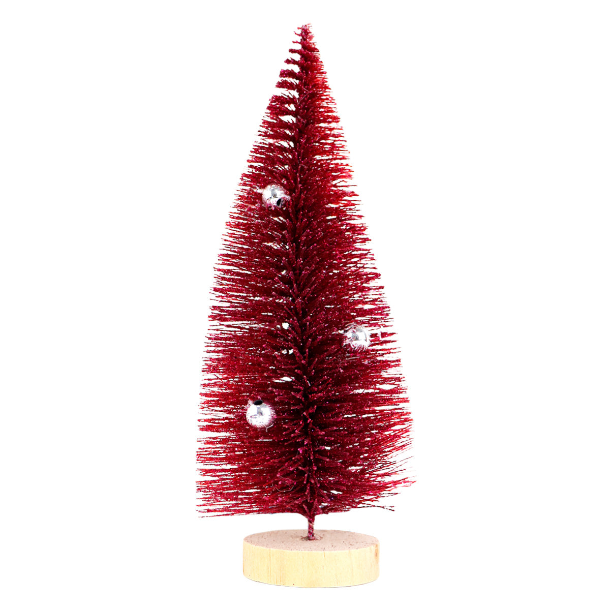 Mini Pino Brillante de Navidad con Esferas, Color Rojo