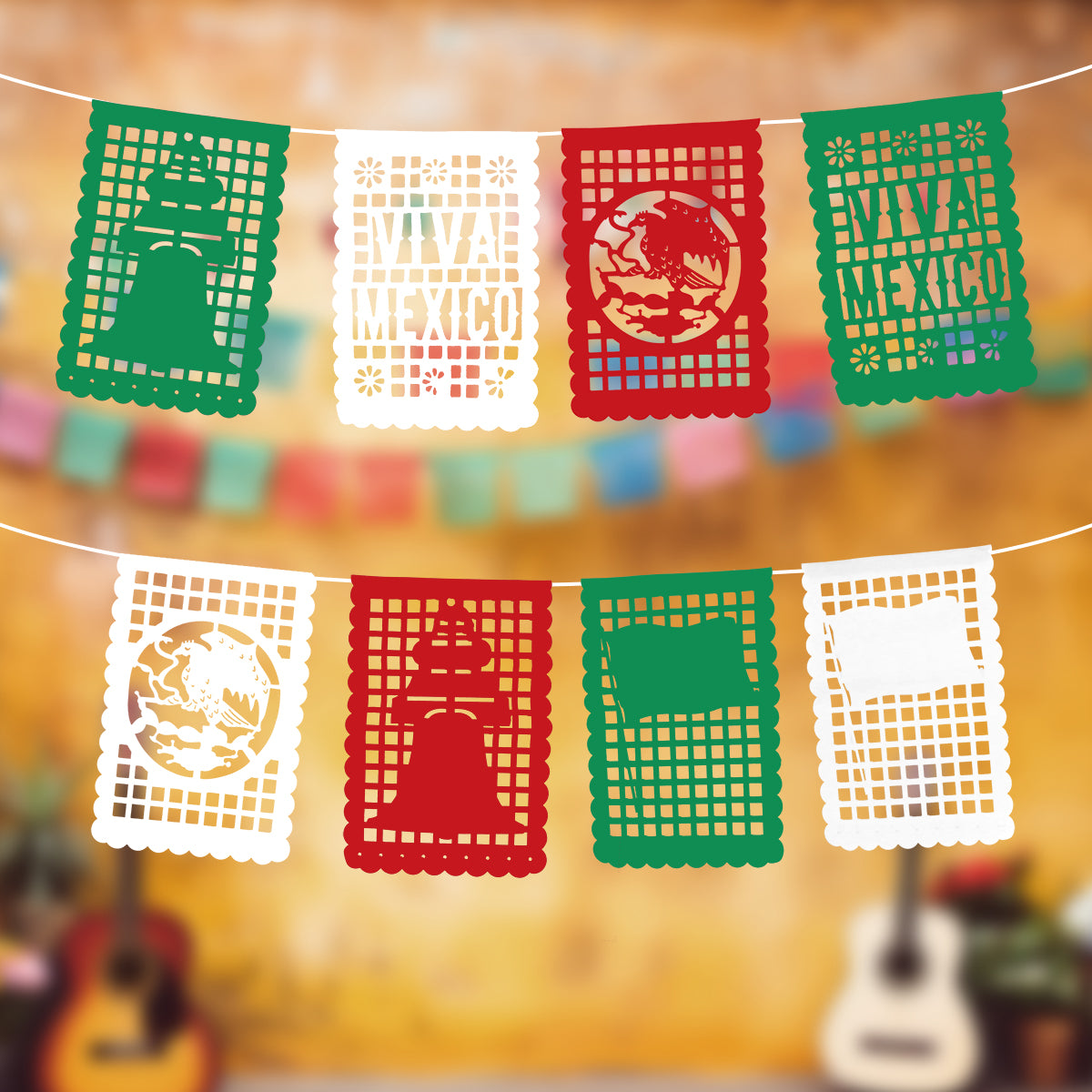 Papel Picado, Fiestas Patrias, Colores, 2.6 m