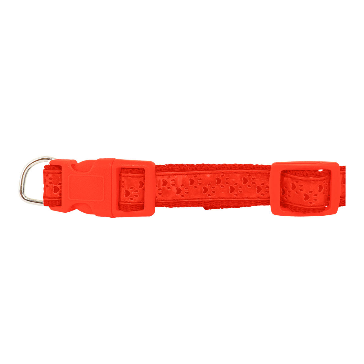 Collar para Mascota, Diseño Huellitas, Color Rojo