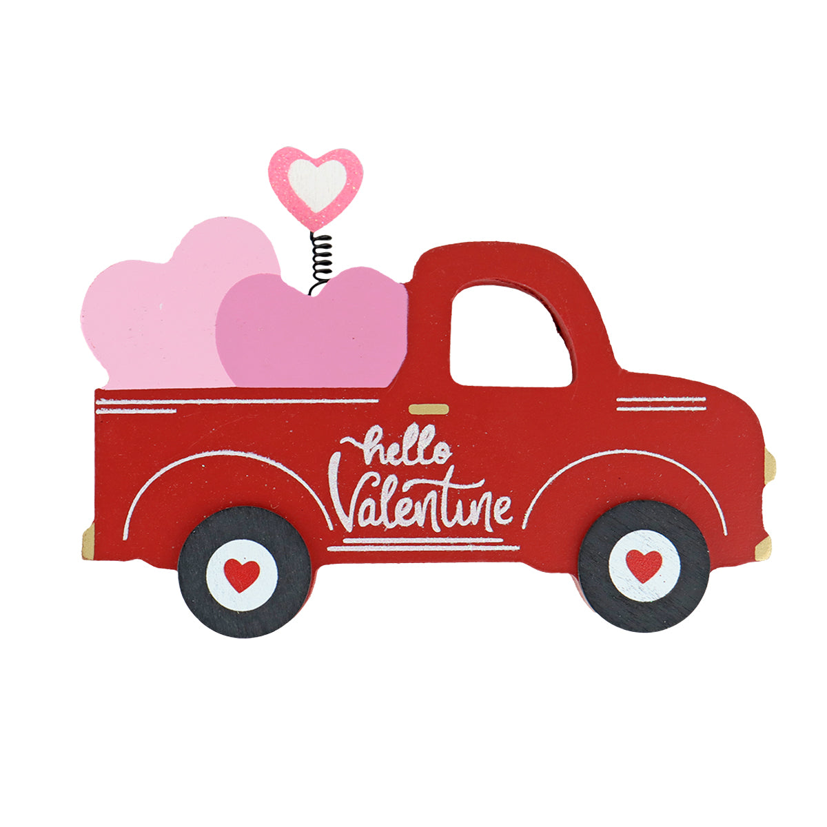 MDF Decorativo Camioneta Hello San Valentín, color Rojo