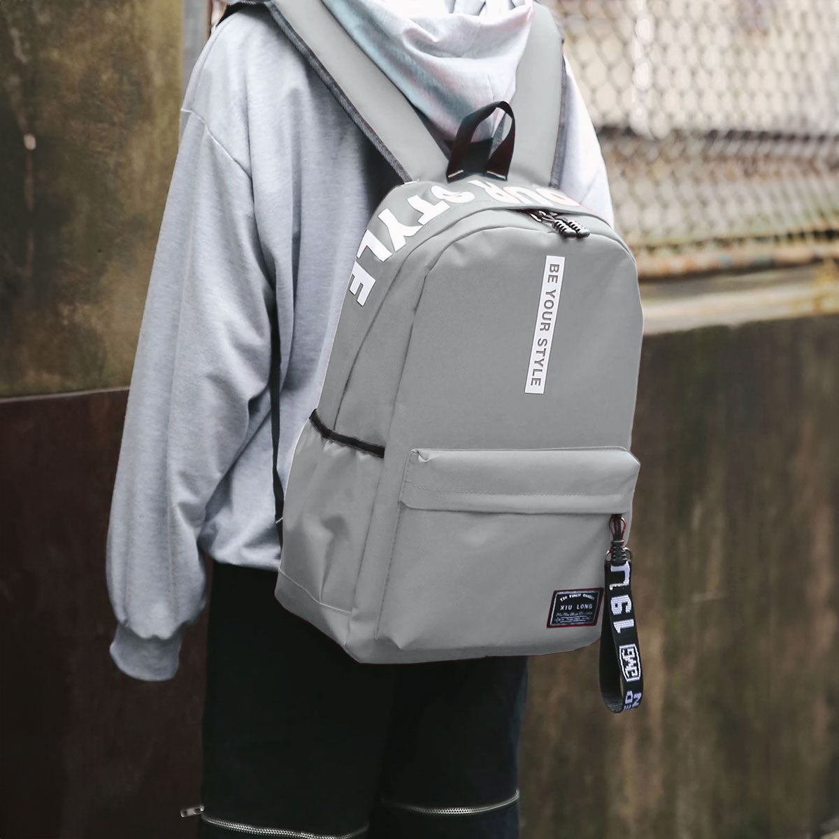Mochila, Be Your Style, Color Gris