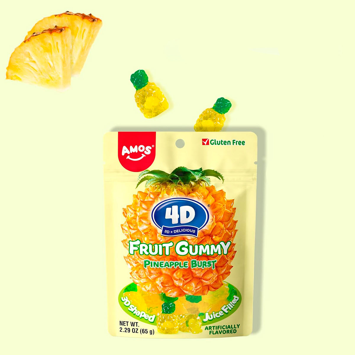 Gomitas Rellena en Forma y Sabor Piña, Amos 62 gr.