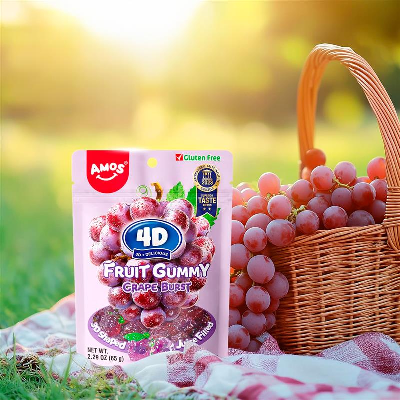 Gomitas 4D en Forma y Sabor Uva, Amos 62 gr.
