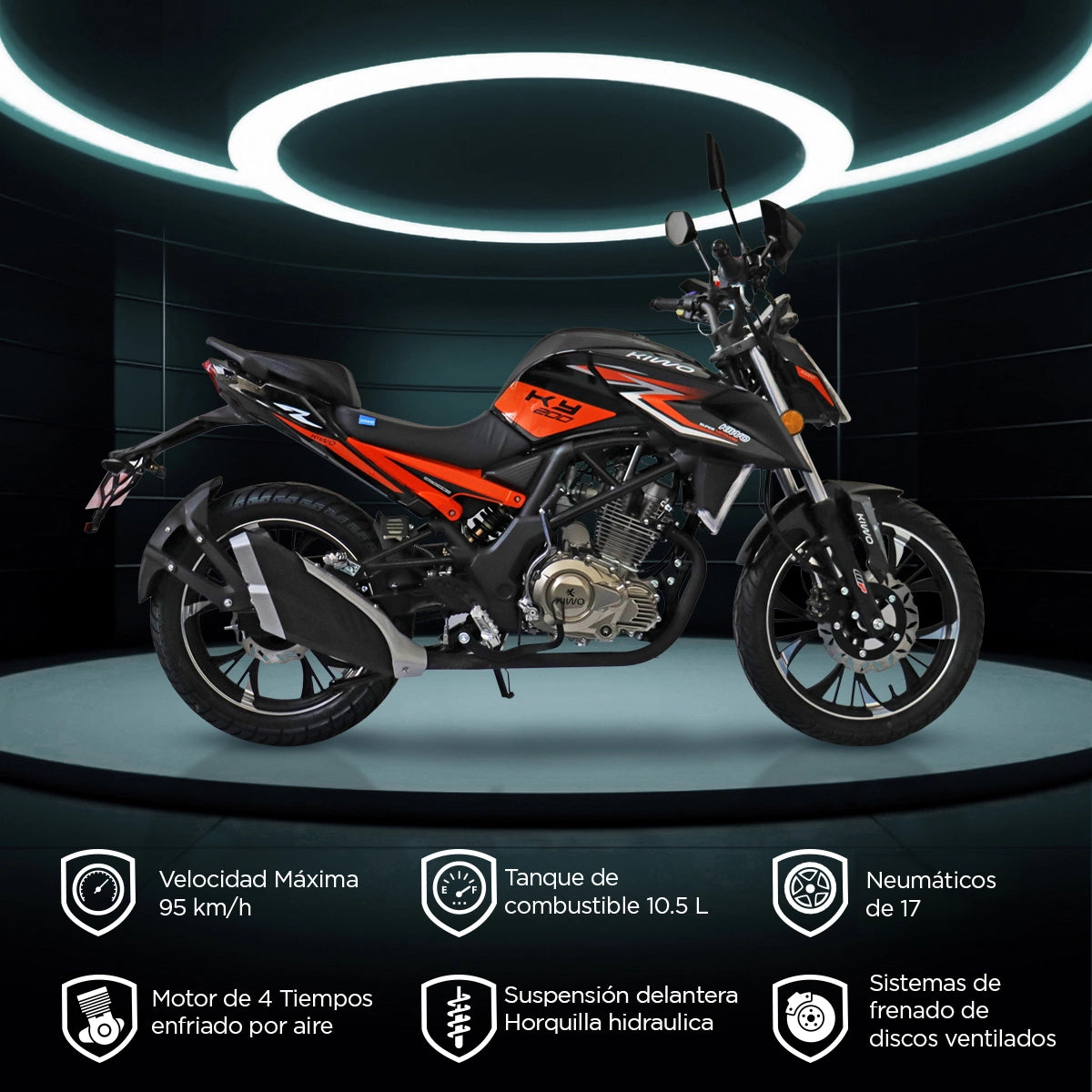 Motocicleta Kiwo KY 200 2025, Color Negro