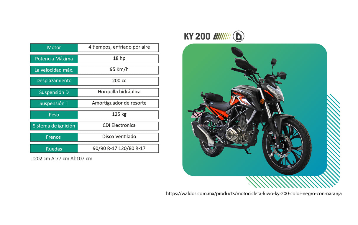 Motocicleta Kiwo KY 200 2025, Color Negro