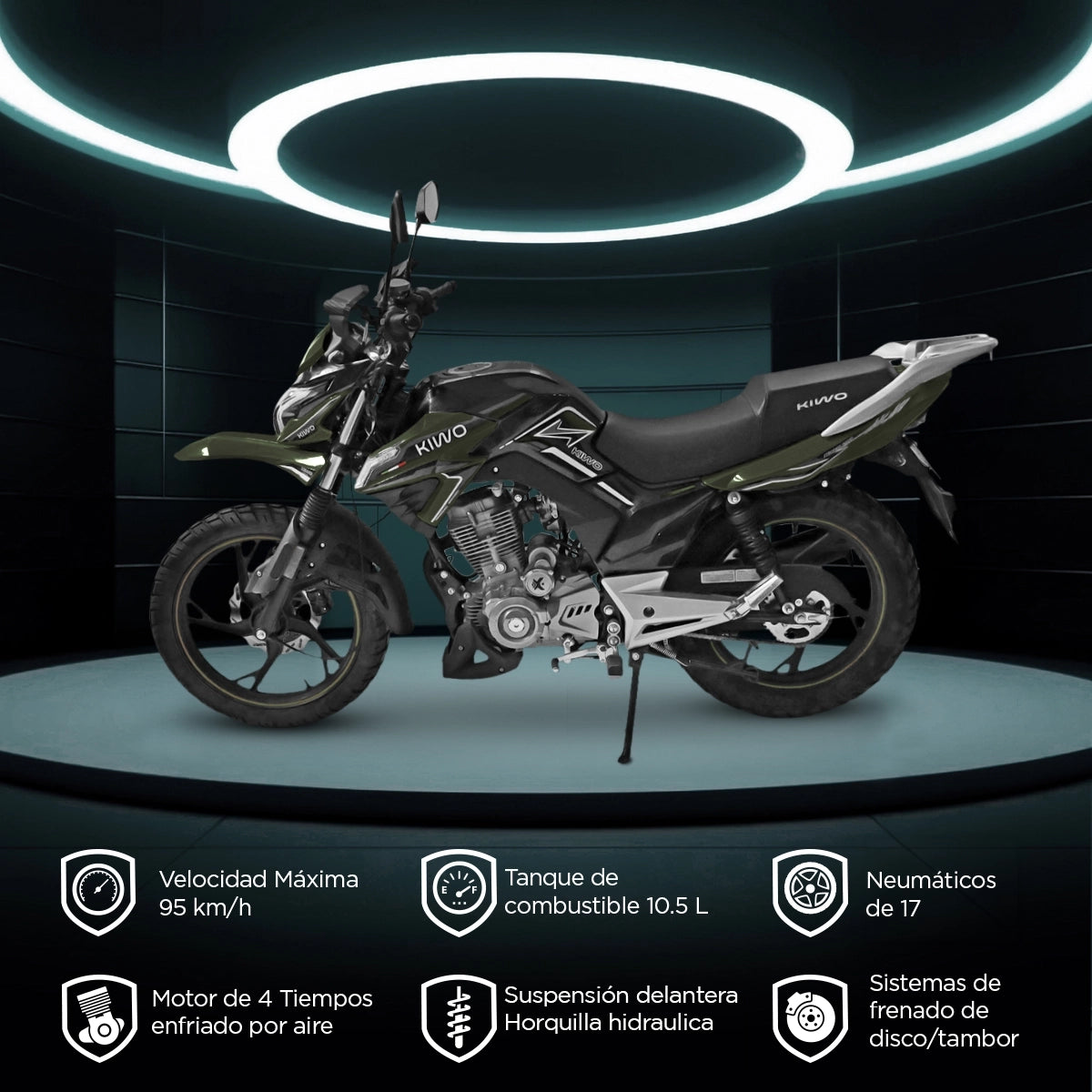 Motocicleta Kiwo Kaze 200 2025, Color Verde