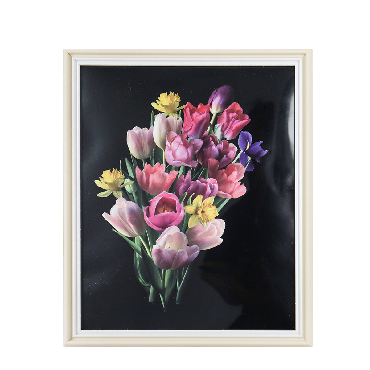 Portarretrato Flores, Color Crema y Blanco, 20x25 cm