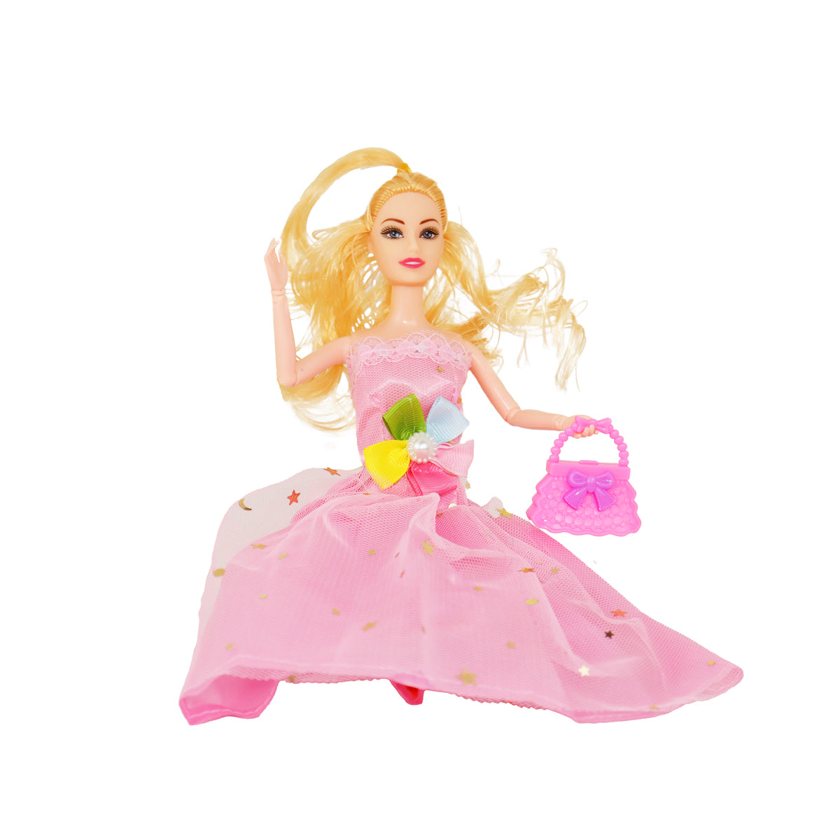 Muñeca Fashion con Vestido Rosa Claro