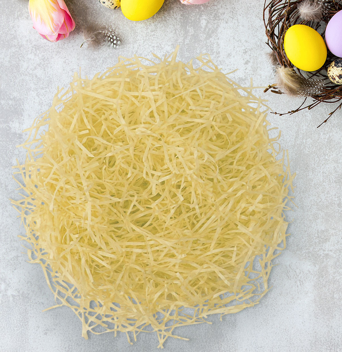 Pasto de Plástico Decorativo para Pascua, Color Amarillo, 43gr