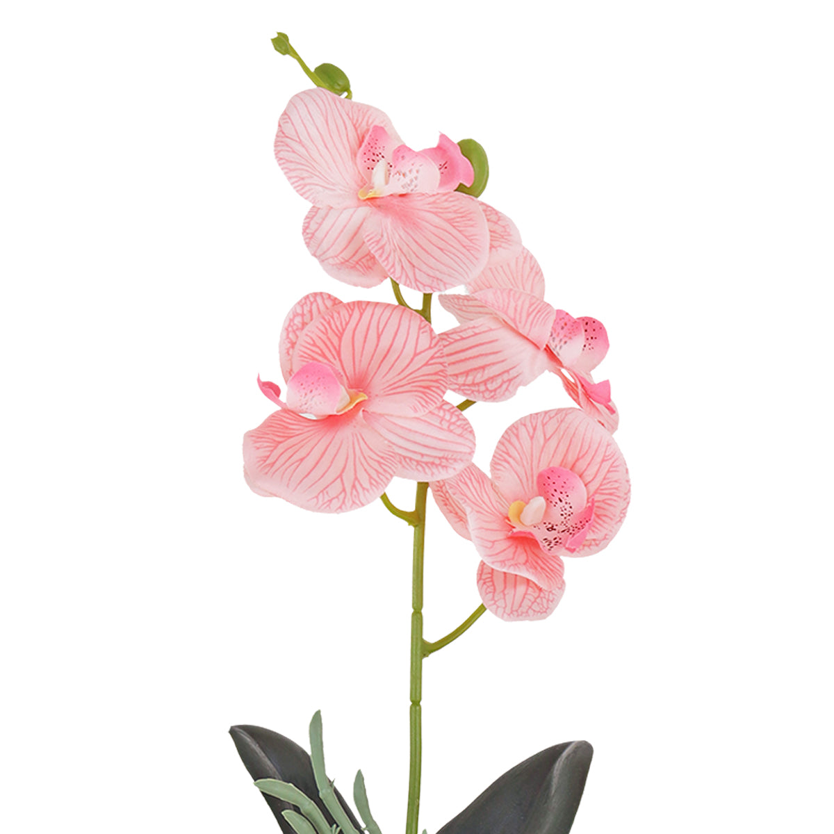 Maceta Clásica con Orquídea Artificial, Color Rosa Claro