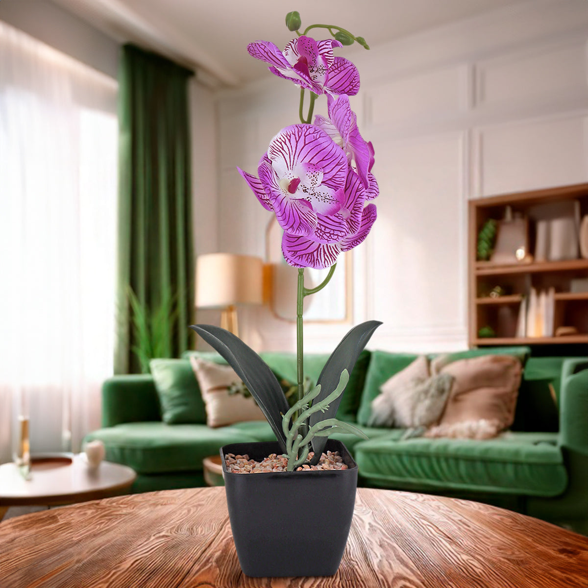 Maceta Clásica con OrquÃdea Artificial, Color Lila