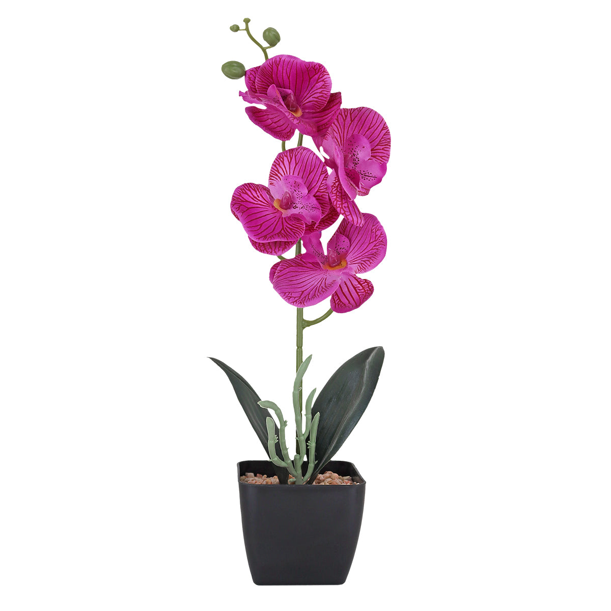 Maceta Clásica con Orquídea Artificial, Color Morado