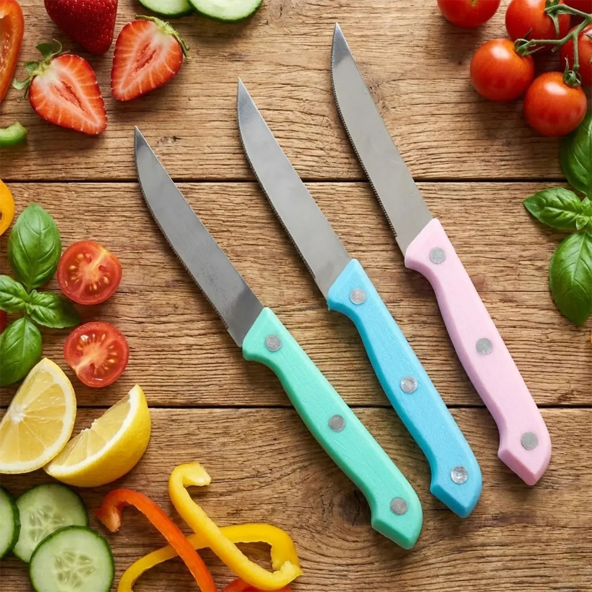 Kit de Cuchillos para Cocina, Colores, 3 pzas