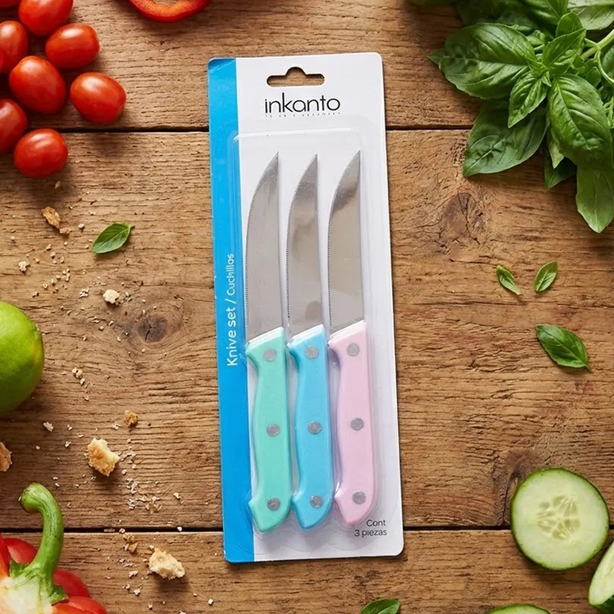 Kit de Cuchillos para Cocina, Colores, 3 pzas
