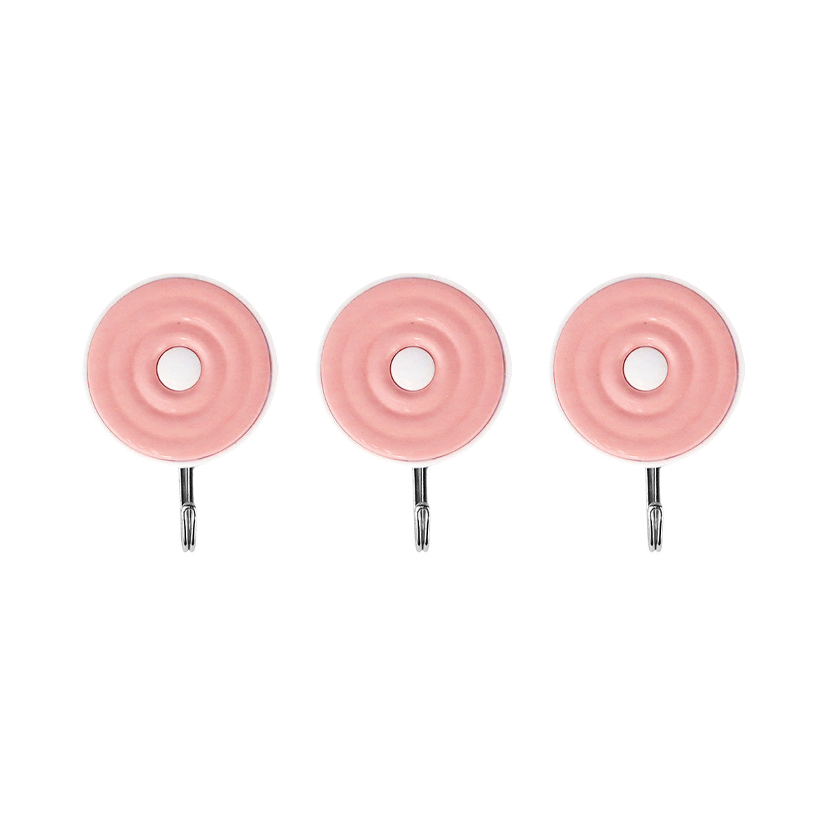 Colgadores Metálicos Redondos Autoadhesivos, Color Rosa, 3 pzas
