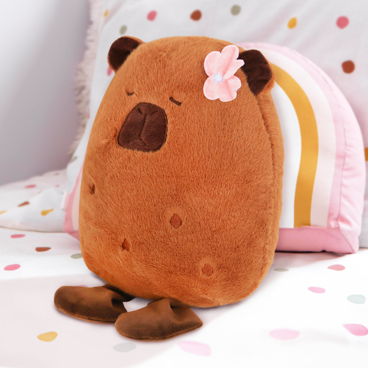Peluche de Capibara con Flor, Color Rosa